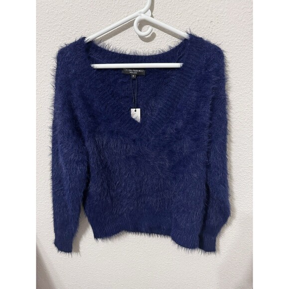 Central Park West Fuzzy Sweater in Navy blue- Size: XS NWT - Picture 2 of 10
